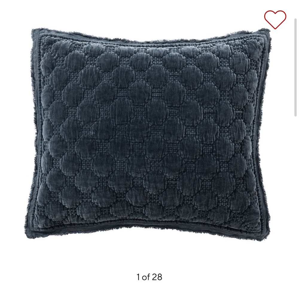 Pottery barn navy velvet lattice stitch sham standard pillowcase set NWT